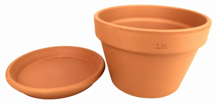 DEGREA Doniczka MEZZO VASO D25 Ceramiczna Ceramiczna Klasyczna Prosta Włoska Terakota + Podstawka D25