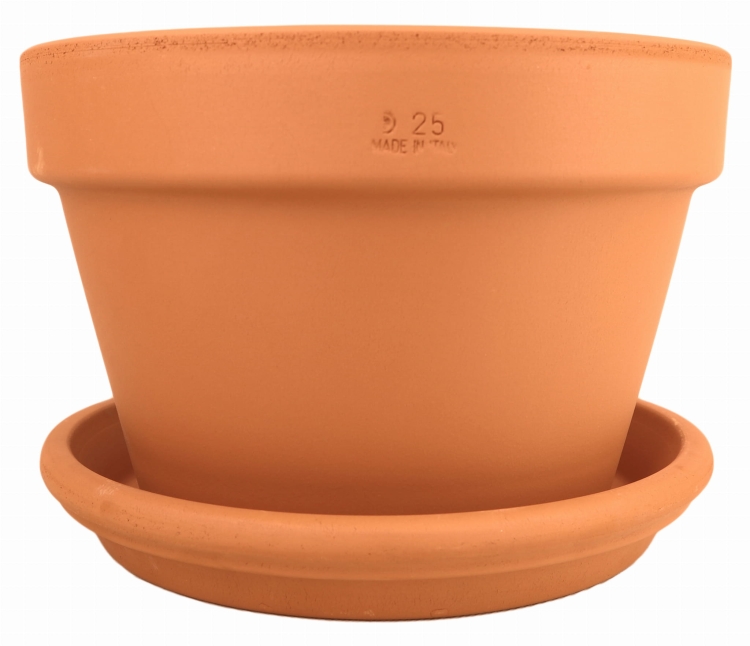 DEGREA Doniczka MEZZO VASO D25 Ceramiczna Ceramiczna Klasyczna Prosta Włoska Terakota + Podstawka D25