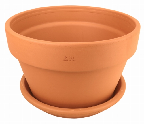 DEGREA Doniczka MEZZO VASO D31 Ceramiczna Klasyczna Prosta Włoska Terakota + Podstawka D28