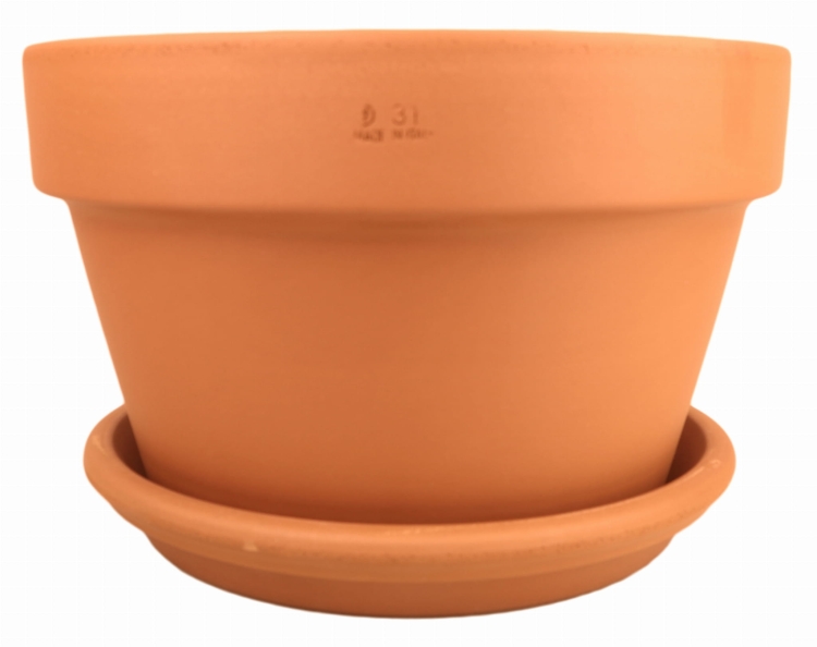 DEGREA Doniczka MEZZO VASO D31 Ceramiczna Klasyczna Prosta Włoska Terakota + Podstawka D28