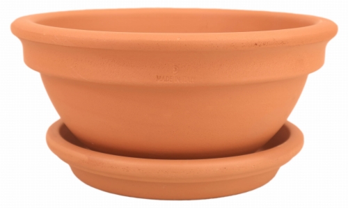 DEGREA Misa Ciotola CICLAMINO Ceramiczna Klasyczna Prosta Włoska Terakota D23 cm + Podstawek D19 cm