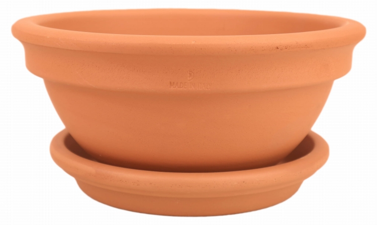 DEGREA Misa Ciotola CICLAMINO Ceramiczna Klasyczna Prosta Włoska Terakota D23 cm + Podstawek D19 cm