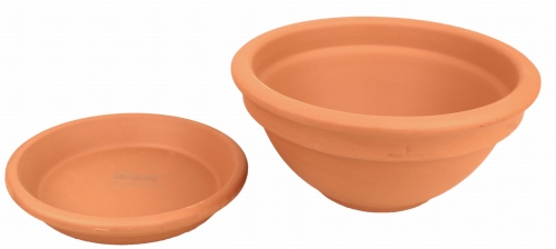 DEGREA Misa Ciotola CICLAMINO Ceramiczna Klasyczna Prosta Włoska Terakota D23 cm + Podstawek D19 cm