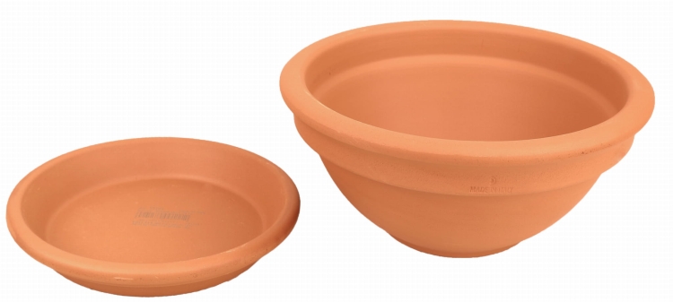 DEGREA Misa Ciotola CICLAMINO Ceramiczna Klasyczna Prosta Włoska Terakota D23 cm + Podstawek D19 cm