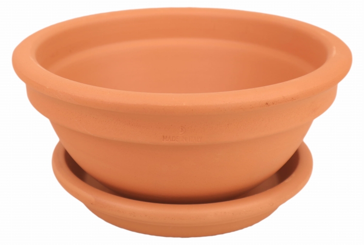 DEGREA Misa Ciotola CICLAMINO Ceramiczna Klasyczna Prosta Włoska Terakota D23 cm + Podstawek D19 cm