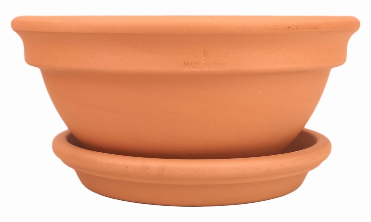 DEGREA Misa Ciotola CICLAMINO Ceramiczna Klasyczna Prosta Włoska Terakota D23 cm + Podstawek D19 cm