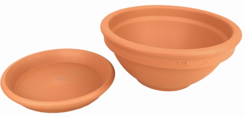 DEGREA Misa Ciotola CICLAMINO Ceramiczna Klasyczna Prosta Włoska Terakota D28 cm + Podstawek D23 cm