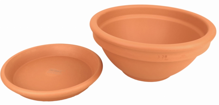 DEGREA Misa Ciotola CICLAMINO Ceramiczna Klasyczna Prosta Włoska Terakota D28 cm + Podstawek D23 cm