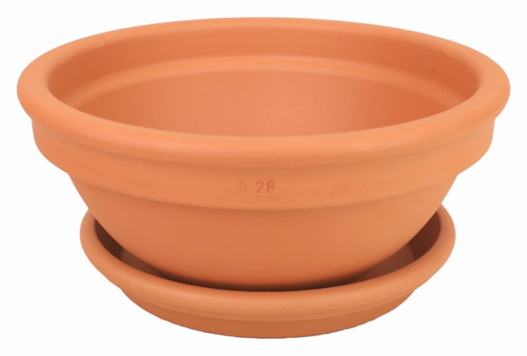 DEGREA Misa Ciotola CICLAMINO Ceramiczna Klasyczna Prosta Włoska Terakota D28 cm + Podstawek D23 cm