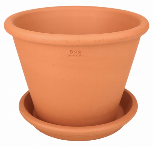 DEGREA Doniczka VASO POMPEI D23 Ceramiczna Klasyczna Prosta Włoska Terakota + Podstawek D21 cm