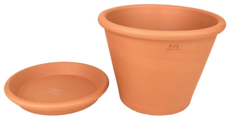 DEGREA Doniczka VASO POMPEI D23 Ceramiczna Klasyczna Prosta Włoska Terakota + Podstawek D21 cm