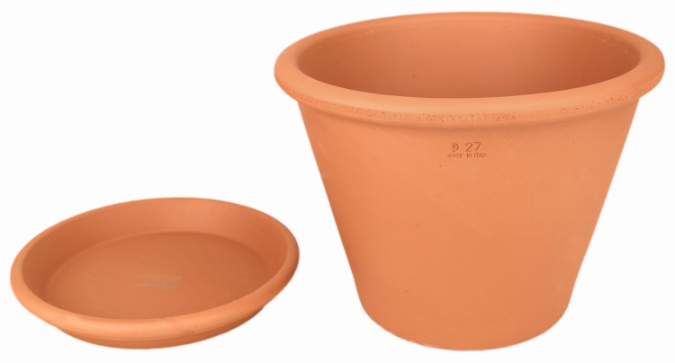 DEGREA Doniczka VASO POMPEI D27 Ceramiczna Klasyczna Prosta Włoska Terakota + Podstawek D23 cm