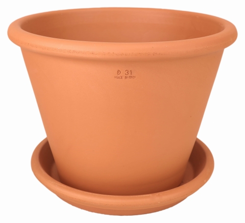 DEGREA Doniczka VASO POMPEI D31 Ceramiczna Klasyczna Prosta Włoska Terakota + Podstawek D28 cm