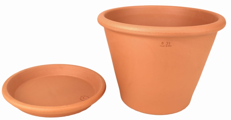DEGREA Doniczka VASO POMPEI D31 Ceramiczna Klasyczna Prosta Włoska Terakota + Podstawek D28 cm