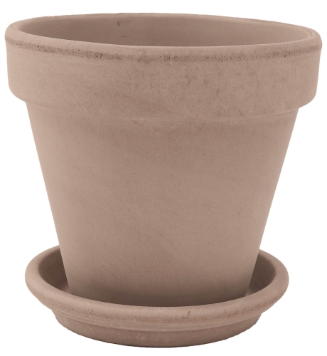 DEGREA Doniczka VASO VULCANO D15 Ceramiczna Klasyczna Prosta Włoska Terakota Szara 15cm + Podstawek D13 cm
