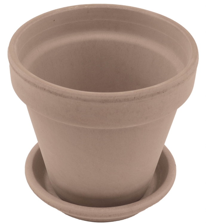 DEGREA Doniczka VASO VULCANO D15 Ceramiczna Klasyczna Prosta Włoska Terakota Szara 15cm + Podstawek D13 cm