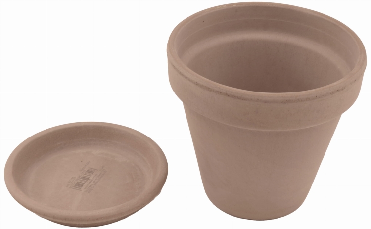 DEGREA Doniczka VASO VULCANO D15 Ceramiczna Klasyczna Prosta Włoska Terakota Szara 15cm + Podstawek D13 cm