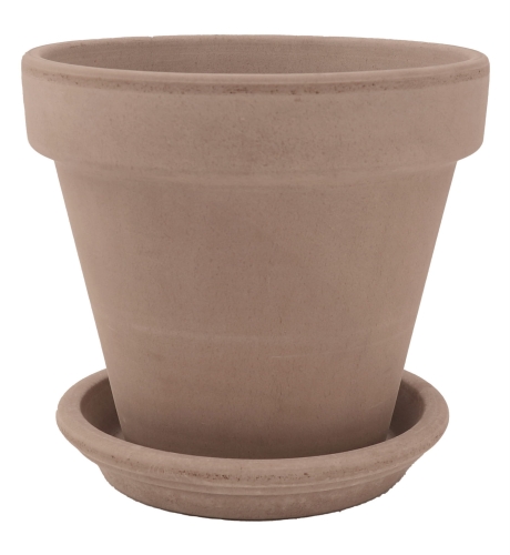 DEGREA Doniczka Ceramiczna Klasyczna Prosta Włoska Terakota Szara VASO VULCANO D17 cm + Podstawek D15 cm