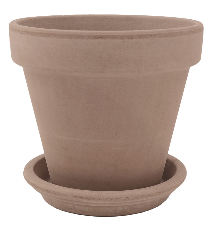 DEGREA Doniczka Ceramiczna Klasyczna Prosta Włoska Terakota Szara VASO VULCANO D17 cm + Podstawek D15 cm