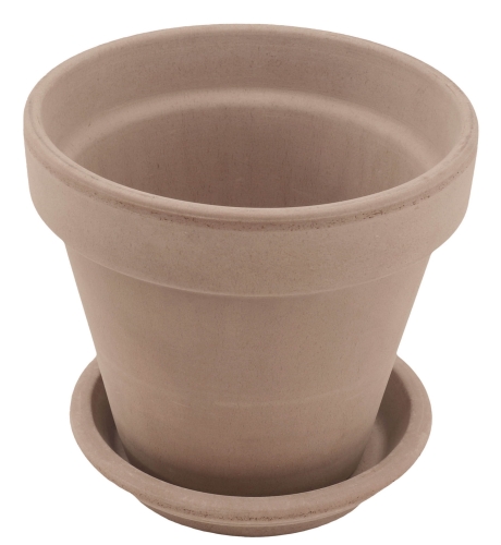 DEGREA Doniczka Ceramiczna Klasyczna Prosta Włoska Terakota Szara VASO VULCANO D17 cm + Podstawek D15 cm
