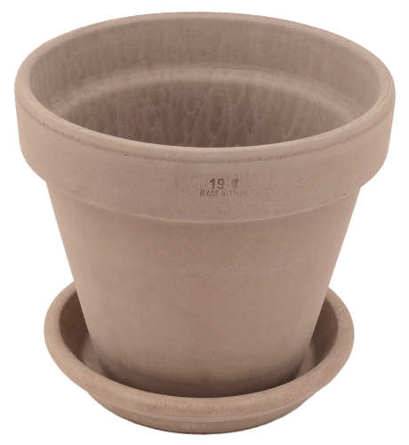 DEGREA Doniczka Ceramiczna Klasyczna Prosta Włoska Terakota Szara VASO VULCANO D19 cm + Podstawek D17 cm