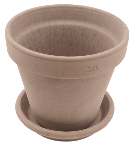 DEGREA Doniczka VASO VULCANO D21 Ceramiczna Klasyczna Prosta Włoska Terakota Szara 21cm + Podstawek D19 cm