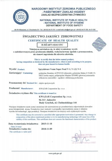 Kwazar Opryskiwacz Venus Food 1L