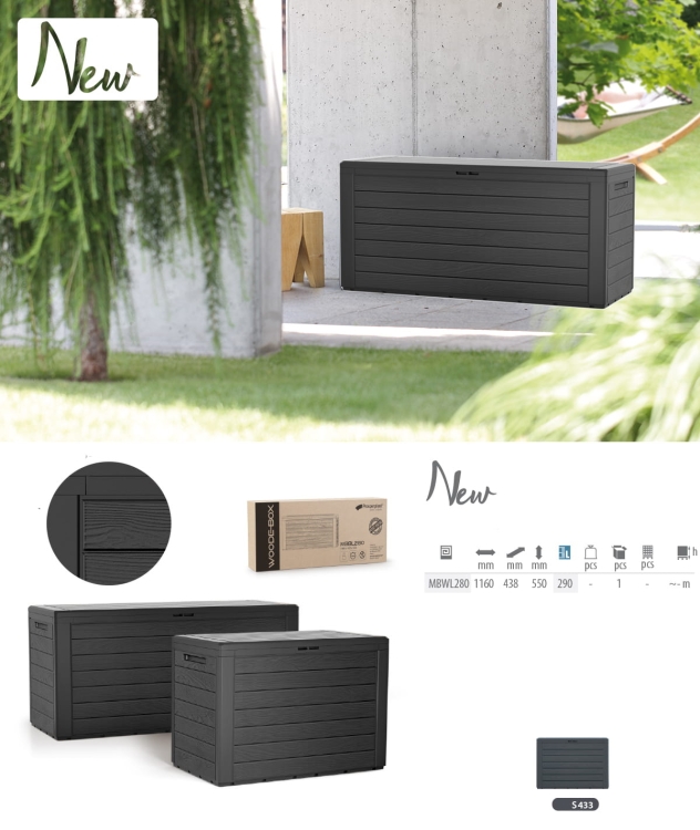 Skrzynia MBWL280-S433 WOODEBOX 280L Antracyt