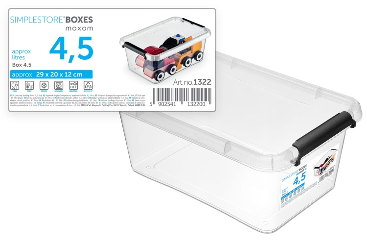 Pojemnik Plastikowy Transparentny 4,5L z Pokrywą SimpleStore Pudło