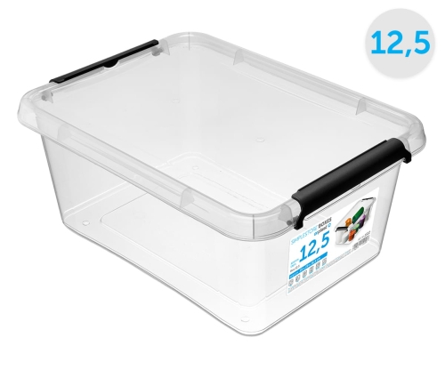 Pojemnik Plastikowy Transparentny 12,5L z Pokrywą SimpleStore Pudło