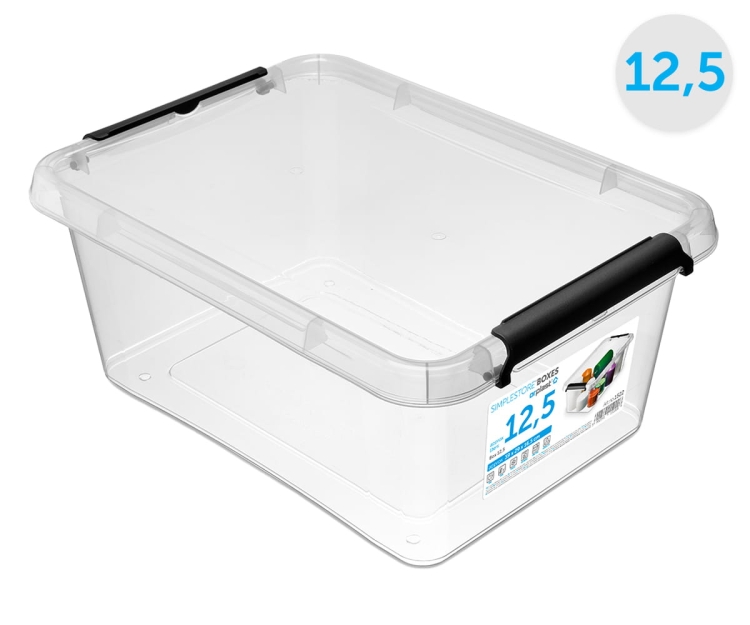 Pojemnik Plastikowy Transparentny 12,5L z Pokrywą SimpleStore Pudło