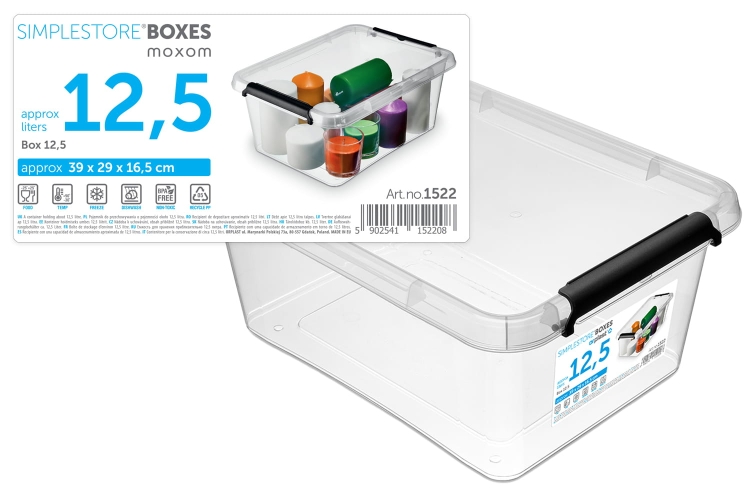 Pojemnik Plastikowy Transparentny 12,5L z Pokrywą SimpleStore Pudło