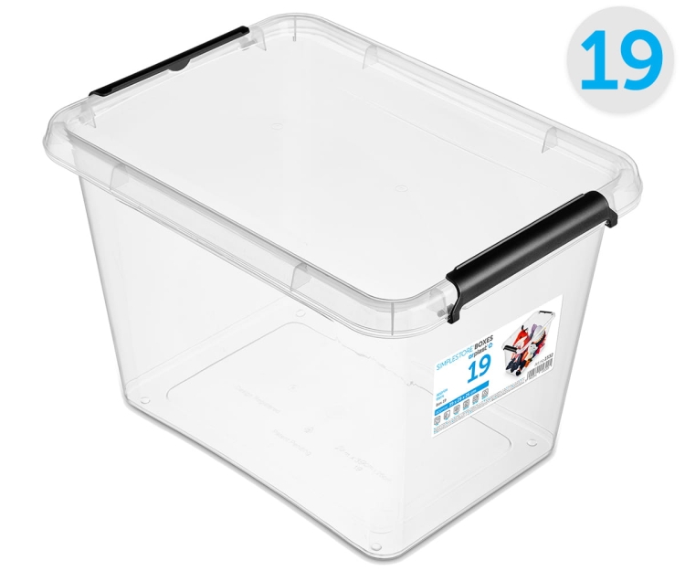 Pojemnik Plastikowy Transparentny 19L z Pokrywą SimpleStore Pudło