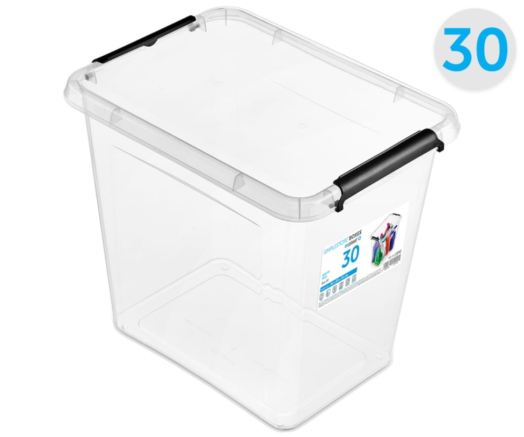 Pojemnik Plastikowy transparentny 30L z Pokrywą SimpleStore Pudło