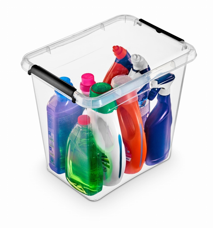 Pojemnik Plastikowy transparentny 30L z Pokrywą SimpleStore Pudło