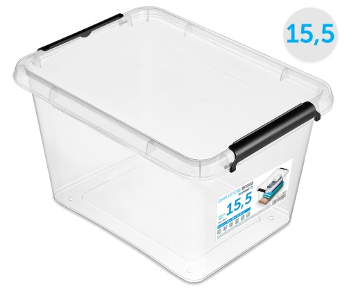 Pojemnik Plastikowy Transparentny 15,5L z Pokrywą SimpleStore Pudło