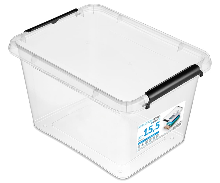 Pojemnik Plastikowy Transparentny 15,5L z Pokrywą SimpleStore Pudło