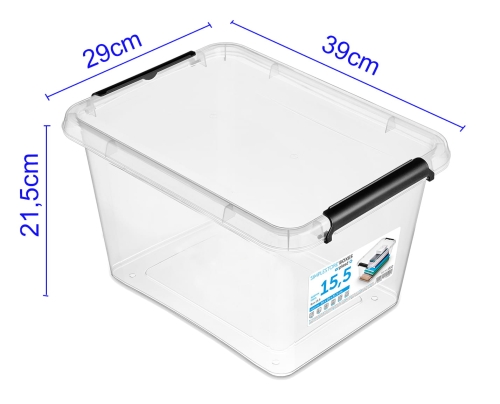 Pojemnik Plastikowy Transparentny 15,5L z Pokrywą SimpleStore Pudło