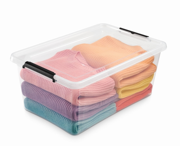Pojemnik Plastikowy Transparentny 40L z Pokrywą na kółkach SimpleStore Pudło
