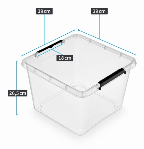 Pojemnik Plastikowy Transparentny 32L z Pokrywą Kwadratowy SimpleStore Pudło