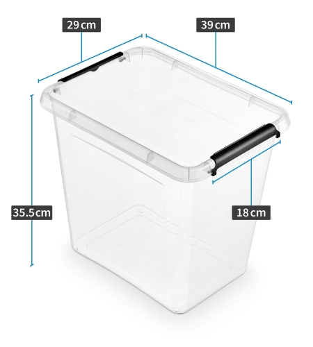 Pojemnik Plastikowy transparentny 30L z Pokrywą SimpleStore Pudło