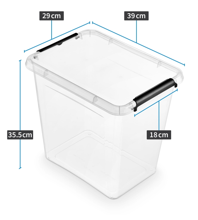 Pojemnik Plastikowy transparentny 30L z Pokrywą SimpleStore Pudło