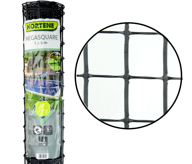 NORTENE Siatka MEGASQUARE 50mm PCV ANTRACYT 1x5m