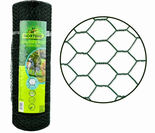 Siatka Metalowa Zielona 50cm 25m oczko 25mm HEXA GALVANEX
