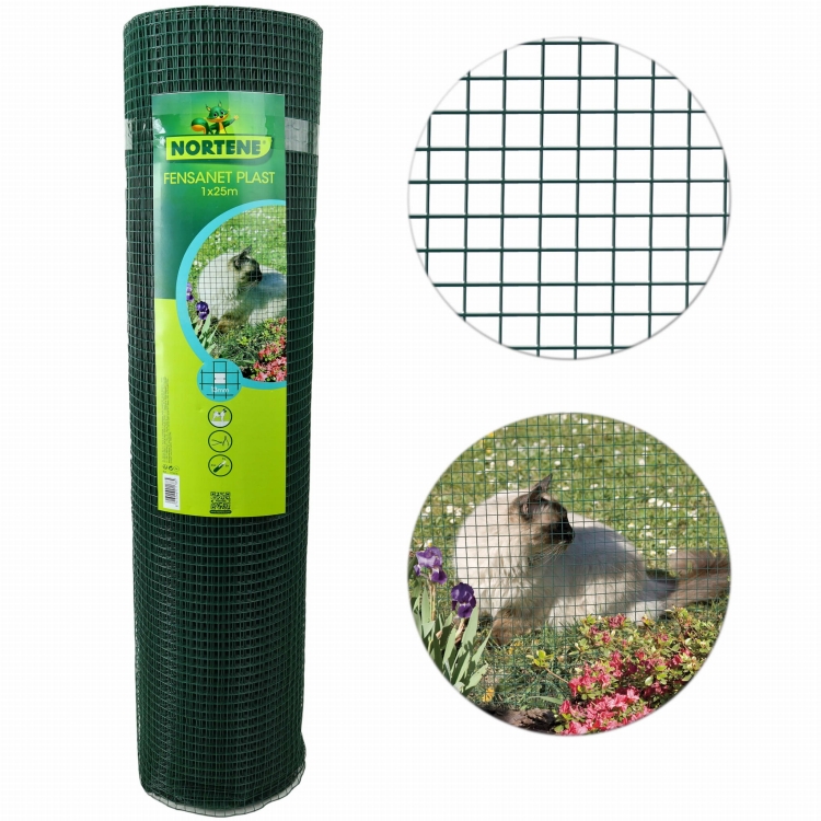 Nortene Siatka Metalowa Fensanet Plast 1x25m 13mm 0,9mm Zielona