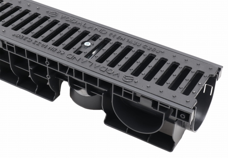 Kanał DN100 H120 C250 PP/ŻEL. 12x16x100[cm] PM BASIC Odwodnienie Liniowe korytko plastikowe / ruszt żeliwny