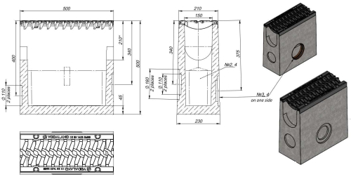 Osadnik H500 DN150 E600 Pro 50x21x50[cm] korytko betonowe wzmacniane / ruszt żeliwny