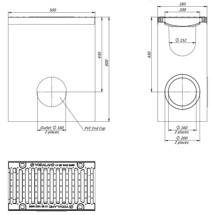 Osadnik Mono H600 DN150 E600 60x28,5x50[cm] studzienka systemowa mono betonowa z okuciem / ruszt żeliwny