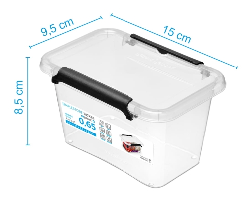 2x Pojemnik 0,65L Plastikowy Transparentny z Pokrywą SimpleStore Zestaw Pudełek