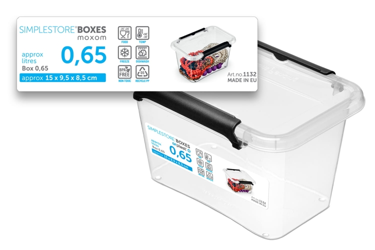 2x Pojemnik 0,65L Plastikowy Transparentny z Pokrywą SimpleStore Zestaw Pudełek